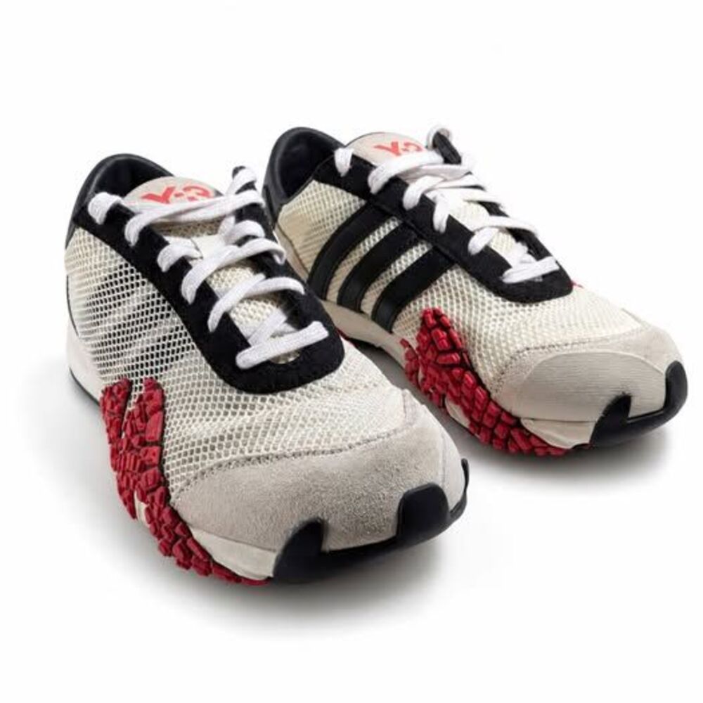 Adidas Y-3 Sneakers Mens US 6.5 Cream Black Red Mesh Shoes | FZ4330